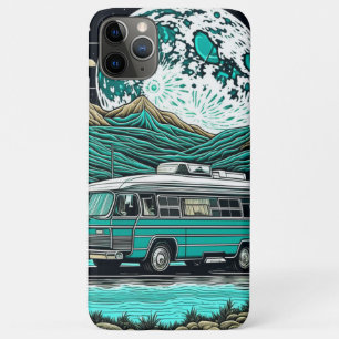 Funda Para iPhone 11 Pro Max Vintage Verde azulado RV Camper en las montañas