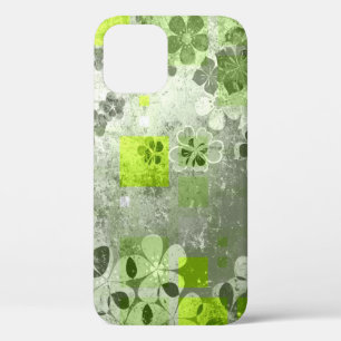 Funda Para iPhone 12 Pro Vintage verde gris Abstracto Patrón floral