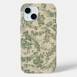 Funda Para iPhone 15 Vintage Vibrant Green Floral Pattern