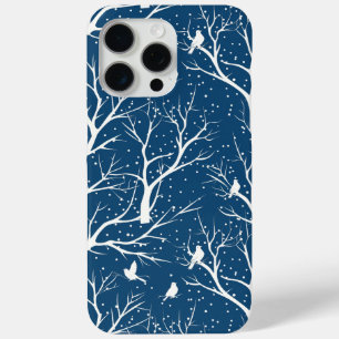 Funda Para iPhone 15 Pro Max Vintage Winter Sky White Birds Snowflakes