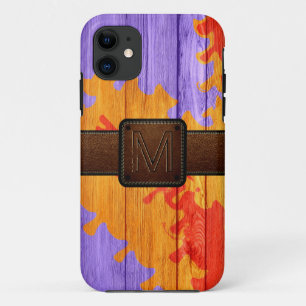 Funda Para iPhone 11 Vintage Wood Brown Leather Look