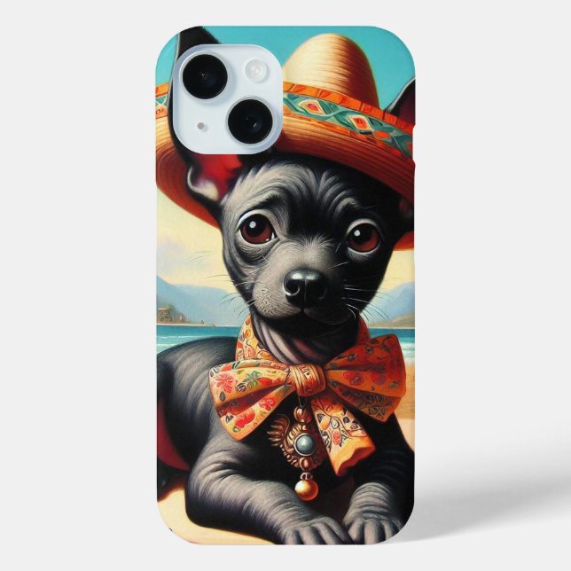 Funda De Case-Mate Para iPhone Vintage Xoloitzcuintle (Reverso )