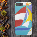 Funda Para iPhone 8/7 Vintage y colorido barco de vela en el agua<br><div class="desc">Esta es una imagen vintage de un grupo de veleros coloridos y brillantes abstractos navegando en un lago. Vea mi tienda Arte de MAR para encontrar productos que coincidan con este diseño.</div>