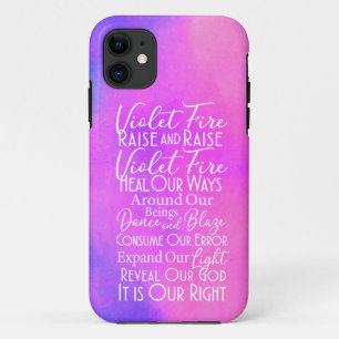 Funda Para iPhone 11 Violeta Oración de Fuego rosa, púrpura, azul perso
