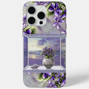 Funda Para iPhone 15 Pro Max violetas en tarro lunar