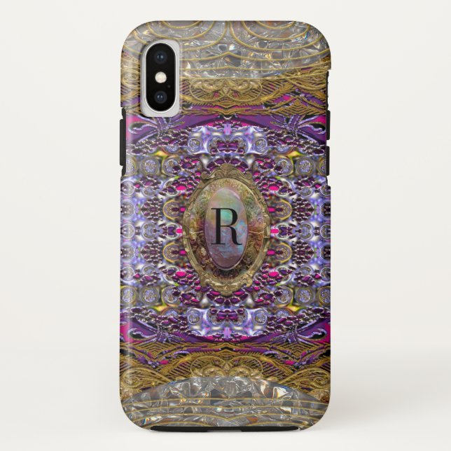 Funda De Case-Mate Para iPhone Violets Baylphine Hermoso Monograma (Reverso)