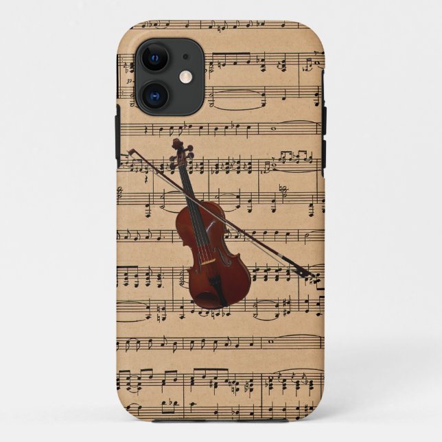 Funda De Case-Mate Para iPhone Violin con fondo de música de hojas (Reverso)
