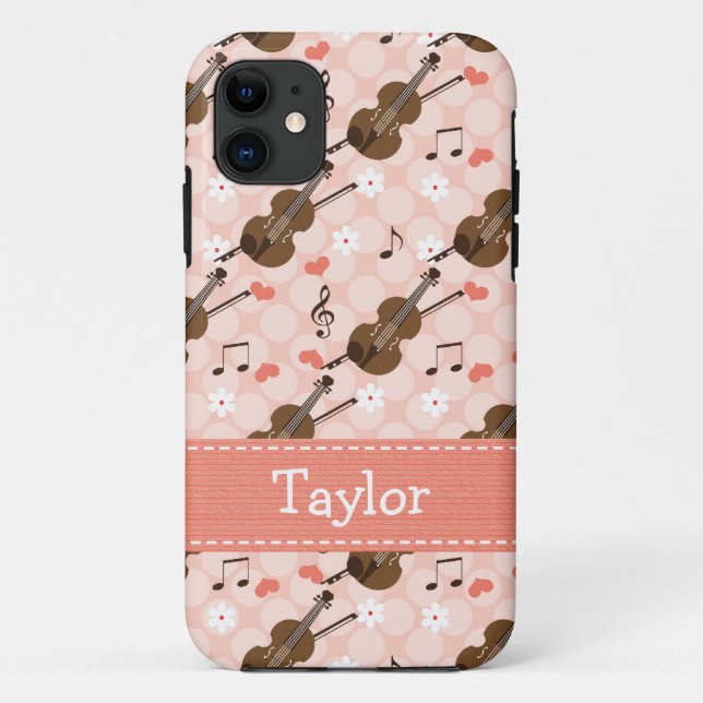 Funda De Case-Mate Para iPhone Violín rosado (Reverso)