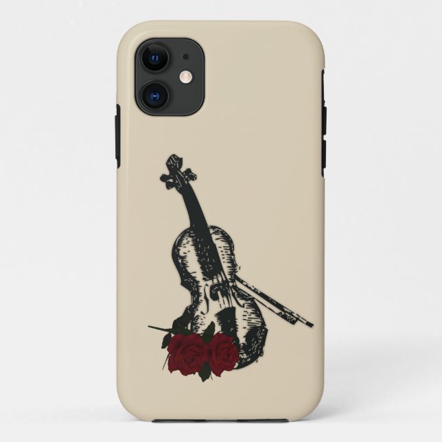 Funda De Case-Mate Para iPhone Violín y Rosas (Reverso)