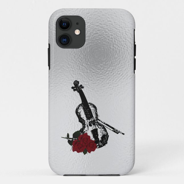 Funda De Case-Mate Para iPhone Violín y Rosas (Reverso)