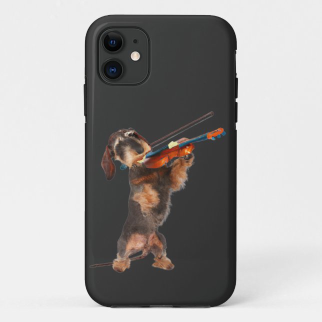 Funda De Case-Mate Para iPhone Violinista de Wirehair Dachshund (Reverso)