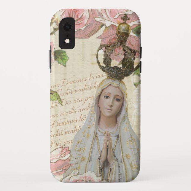 Funda De Case-Mate Para iPhone Virgen Católica María Fatima Floral Religiosa (Reverso)