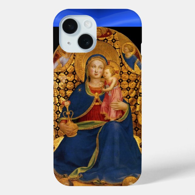 Funda De Case-Mate Para iPhone VIRGEN CON NIÑO Y ÁNGELES, Zafiro Azul (Reverso )