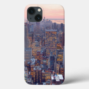 Funda Para iPhone 13 Vista amplia de Manhattan en la puesta del sol
