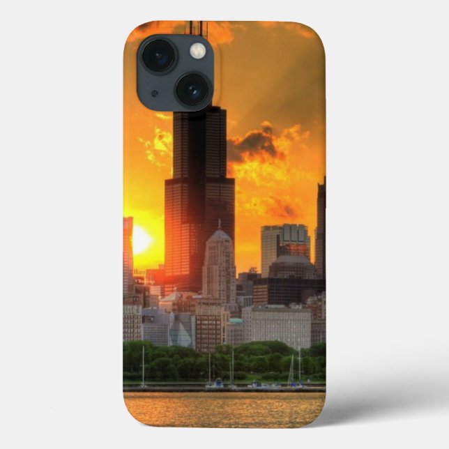Funda De Case-Mate Para iPhone Vista del horizonte de Chicago de Adler (Reverso)