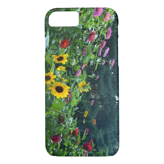 Funda De Case-Mate Para iPhone Vista del jardín- girasol, margaritas, cosmos (Reverso)