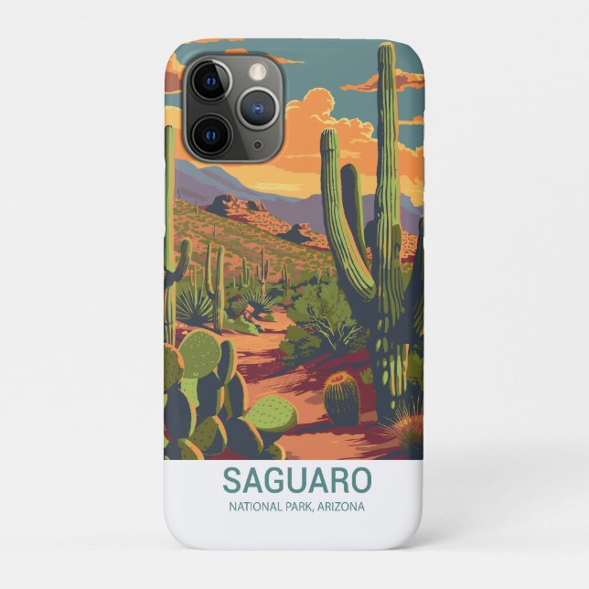 Funda De Case-Mate Para iPhone Vista escénica de Retro Saguaro (Reverso)