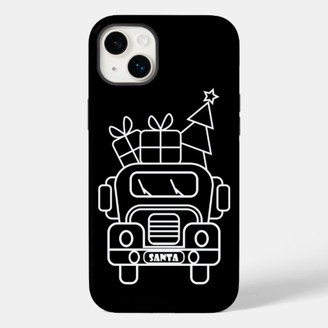 Funda De Case-Mate Para iPhone Vista frontal del camión de Navidades de esquema (Reverso )