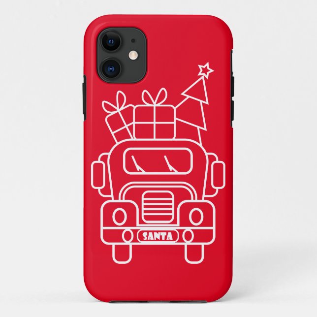 Funda De Case-Mate Para iPhone Vista frontal del camión de Navidades de esquema (Reverso)