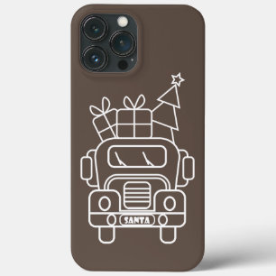 Funda Para iPhone 13 Pro Max Vista frontal del camión de Navidades de esquema