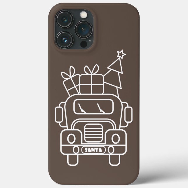 Funda De Case-Mate Para iPhone Vista frontal del camión de Navidades de esquema (Reverso )