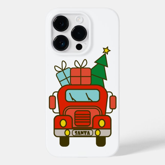 Funda De Case-Mate Para iPhone Vista frontal del camión Santa Feliz Navidad (Reverso )