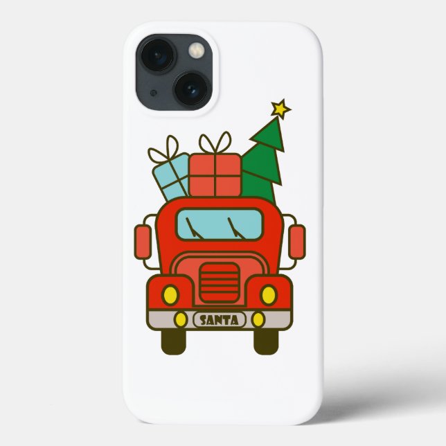 Funda De Case-Mate Para iPhone Vista frontal del camión Santa Feliz Navidad (Reverso)