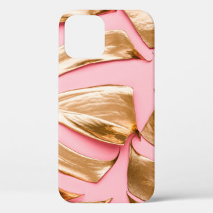 Funda Para iPhone 12 Vista más cercana del trote de monstera pintado en