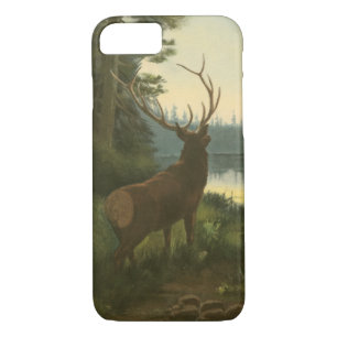 Funda Para iPhone 8/7 Vista posterior de Elk mirando un lago
