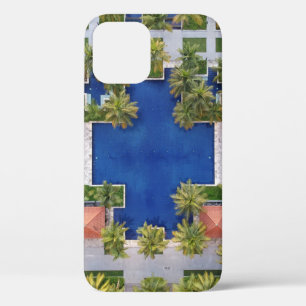 Funda Para iPhone 12 Vistas aéreas a la piscina rodeada de palmeras