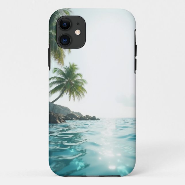 Funda De Case-Mate Para iPhone Vistas al patio trasero con palmeras (Reverso)