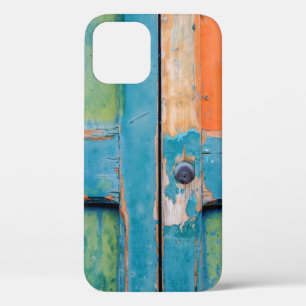 FUNDA PARA iPhone 12 VISTAS CERCANAS A LA PUERTA DE MADERA AZUL Y VERDE