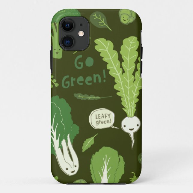 Funda De Case-Mate Para iPhone ¡Vive Verde! (¡Verde Hoja!) Verduras Felices y Sal (Reverso)