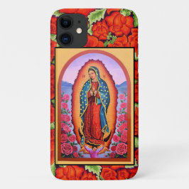 Funda Para iPhone 11 Vivid Nuestra Señora de Guadalupe Bonitos Rosas