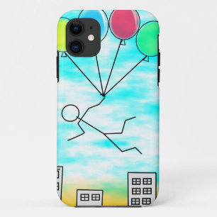 Funda Para iPhone 11 Volando Sobre La Ciudad Con Globos
