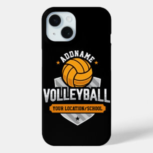 Funda Para iPhone 15 Voleibol ADD TEXTO Escuela Varsity Team Player