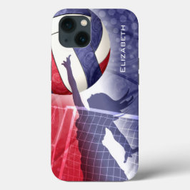 Funda Para iPhone 13 voleibol femenino azul rojo