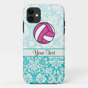 Funda Para iPhone 11 Voleibol rosa; patrón Damask