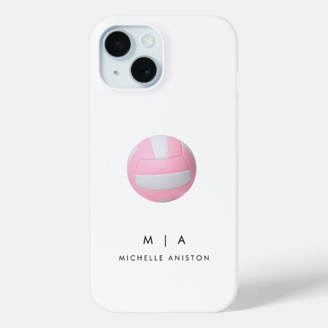 Funda De Case-Mate Para iPhone Voleibol rosa personalizado (Reverso )