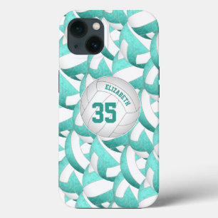 Funda Para iPhone 13 Voleibol verde azulado turquesa personalizado chic