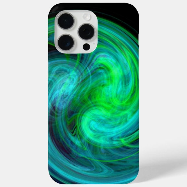 Funda De Case-Mate Para iPhone VORTEX LIGERO ,Ondas Fractales Verde Azul abstract (Reverso )