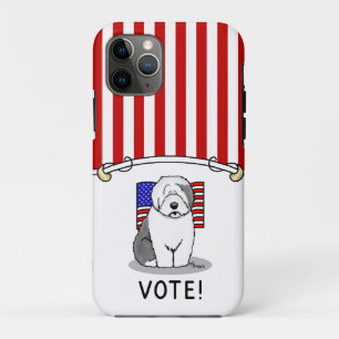 Funda Para iPhone 11 Pro ¡Votar! El viejo perro pastor inglés Gray 1 Cuelme