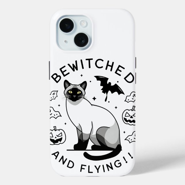 Funda De Case-Mate Para iPhone Vuelo con brujas: el gato siamés encantado (Reverso )