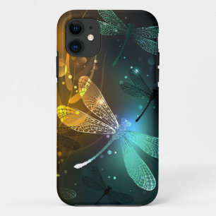 Funda Para iPhone 11 Vuelo de libélula luminosa verde