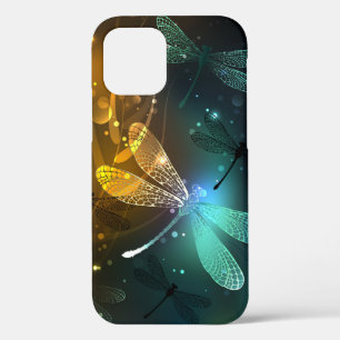 Funda Para iPhone 12 Vuelo de libélula luminosa verde