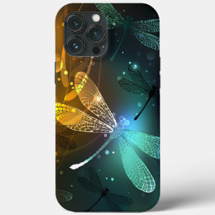 Funda Para iPhone 13 Pro Max Vuelo de libélula luminosa verde