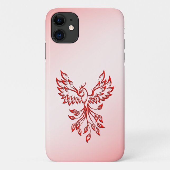 Funda De Case-Mate Para iPhone Vuelo de un rojo fénix sobre rosado (Reverso)