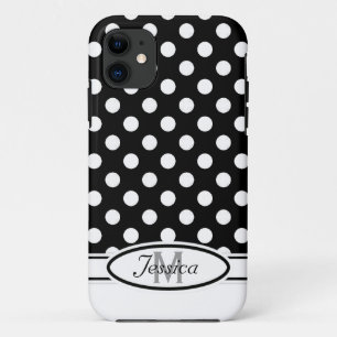 Funda Para iPhone 11 W & B Polka-dot Monograma iPhone 5 Funda