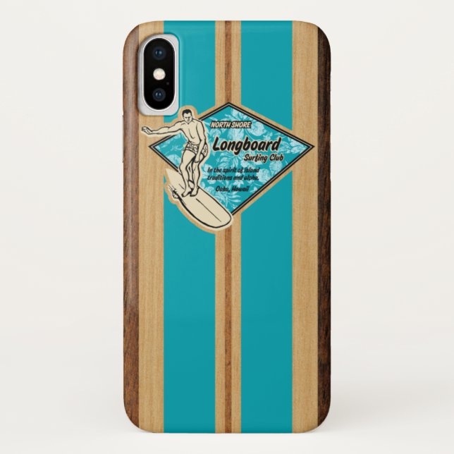 Funda De Case-Mate Para iPhone Waimea Surfboard Hawaiian Faux Wood (Reverso)