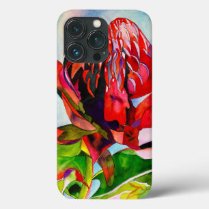 Funda Para iPhone 13 Pro Waratah flor nativa australiana acuarela